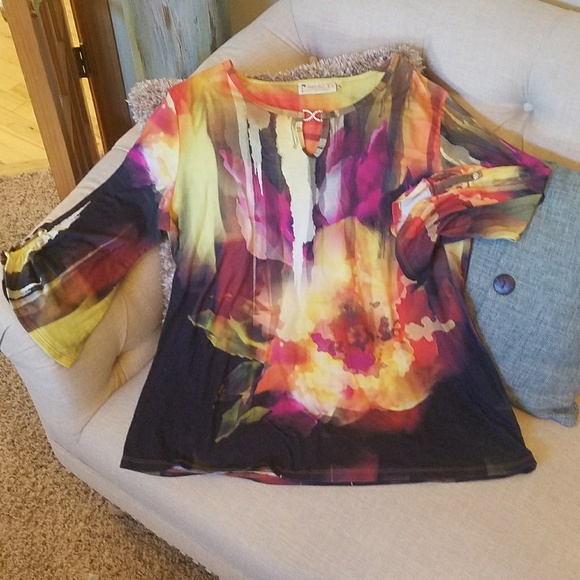 Impulse California Tops - Impulse California XL Watercolor 3/4 sleeve Top